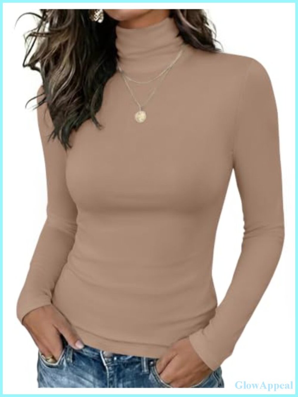 Women's Long Sleeve Mock Neck Thermal Top Fleece Lined Slim Fit Pullover